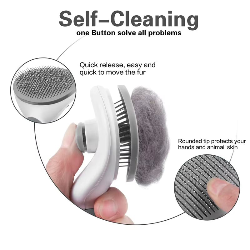 Stainless Steel Grooming Brush for Long-Haired Dogs and Cats - Pet Hair Care Comb and Accessories