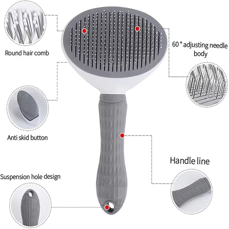Stainless Steel Grooming Brush for Long-Haired Dogs and Cats - Pet Hair Care Comb and Accessories