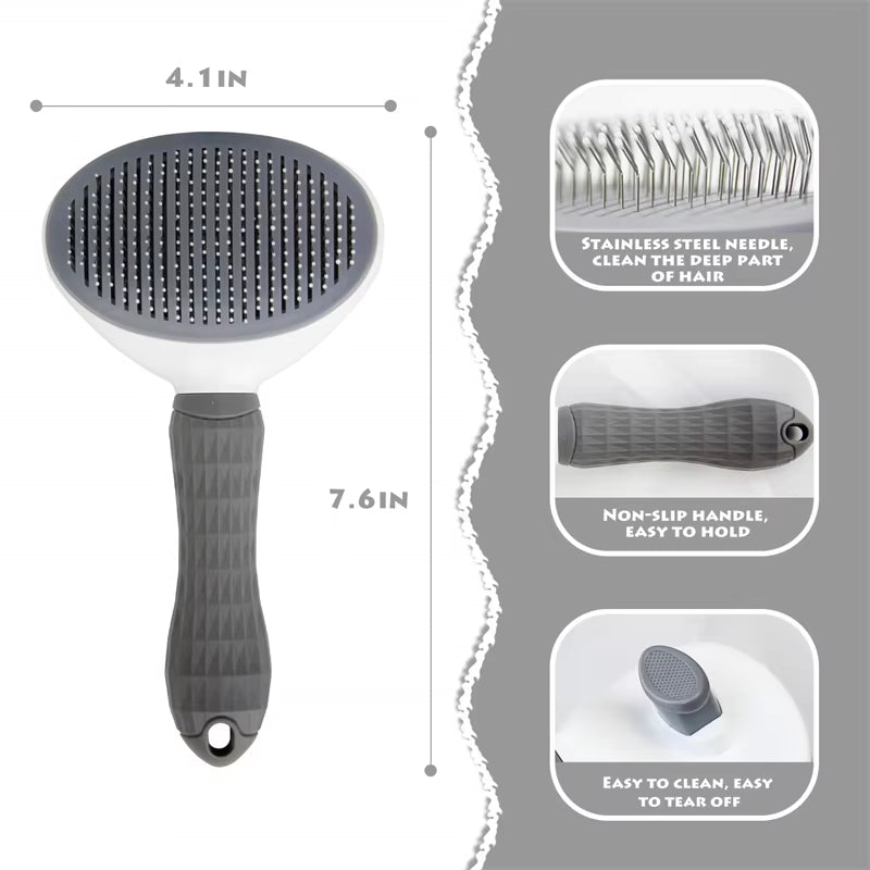 Stainless Steel Grooming Brush for Long-Haired Dogs and Cats - Pet Hair Care Comb and Accessories