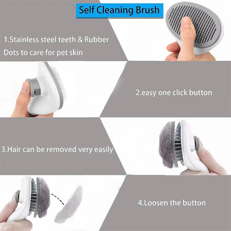 Stainless Steel Grooming Brush for Long-Haired Dogs and Cats - Pet Hair Care Comb and Accessories