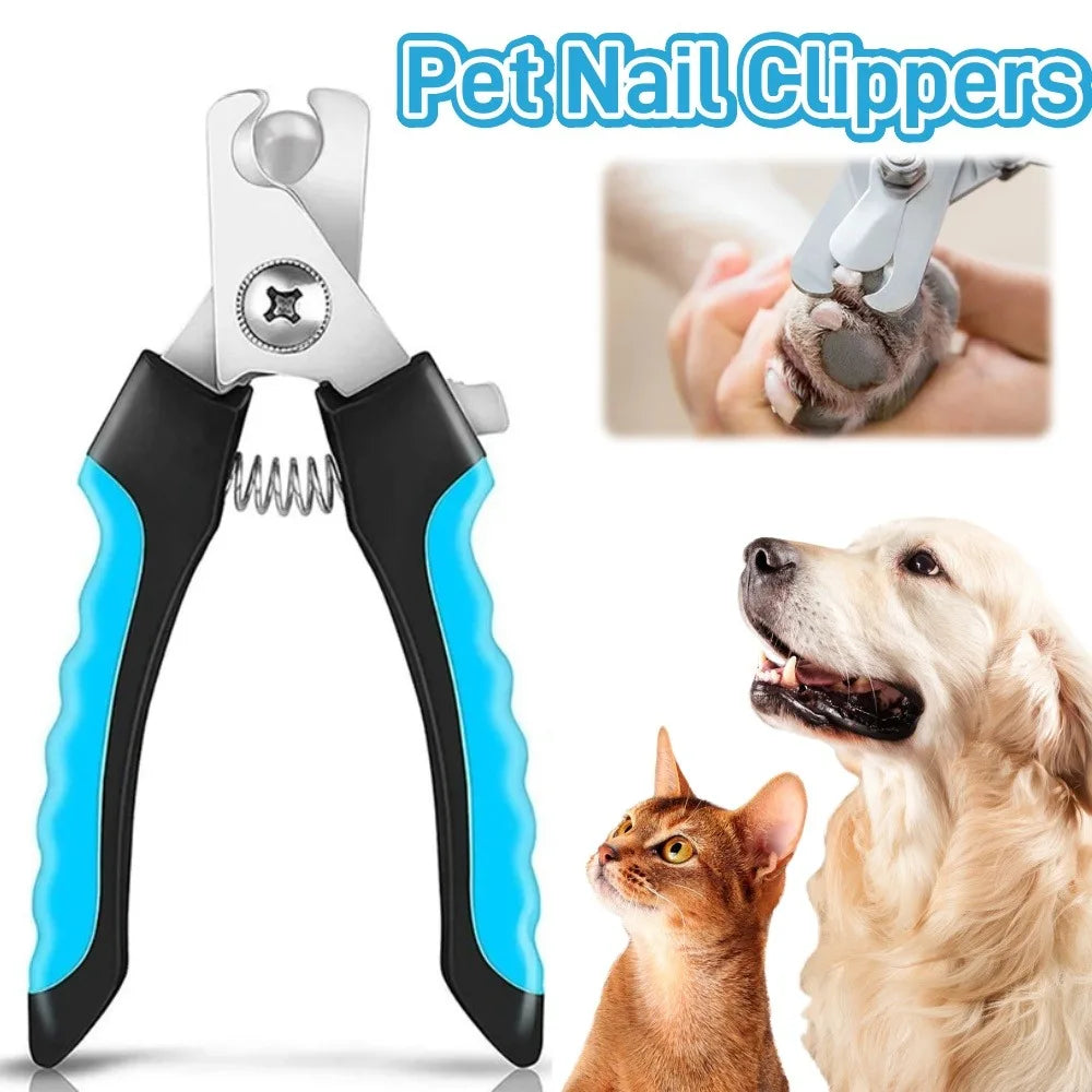 Professional Pet Nail Clipper with Safety Lock - Stainless Steel Multifunctional Nail Grinder for Cats and Dogs